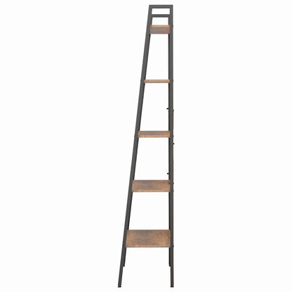 vidaXL Standing Shelf | Dark brown and black | Engineered wood, Steel | Tall 4