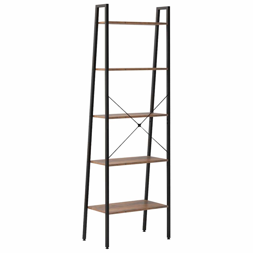 vidaXL Standing Shelf | Dark brown and black | Engineered wood, Steel | Tall 5