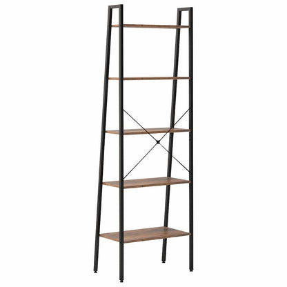 vidaXL Standing Shelf | Dark brown and black | Engineered wood, Steel | Tall 5