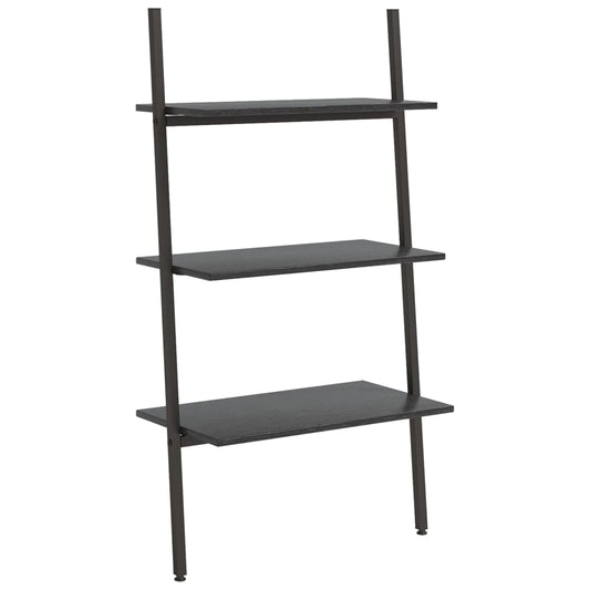 The three-tier leaning shelf from the side, showing its angled design