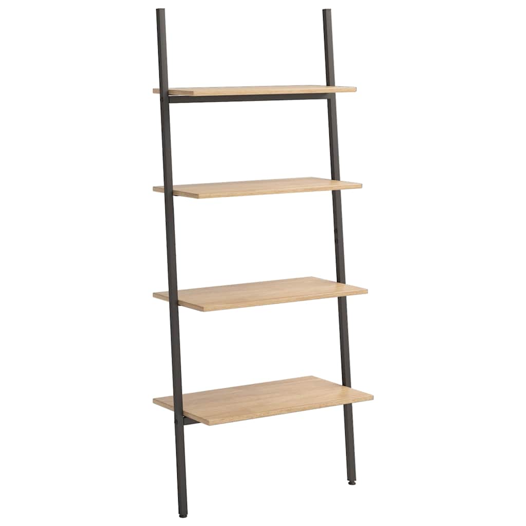 vidaXL Leaning Shelf | Light brown and black | Engineered wood and steel 2