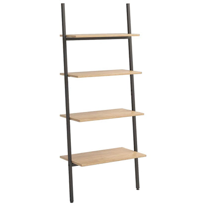 vidaXL Leaning Shelf | Light brown and black | Engineered wood and steel 2
