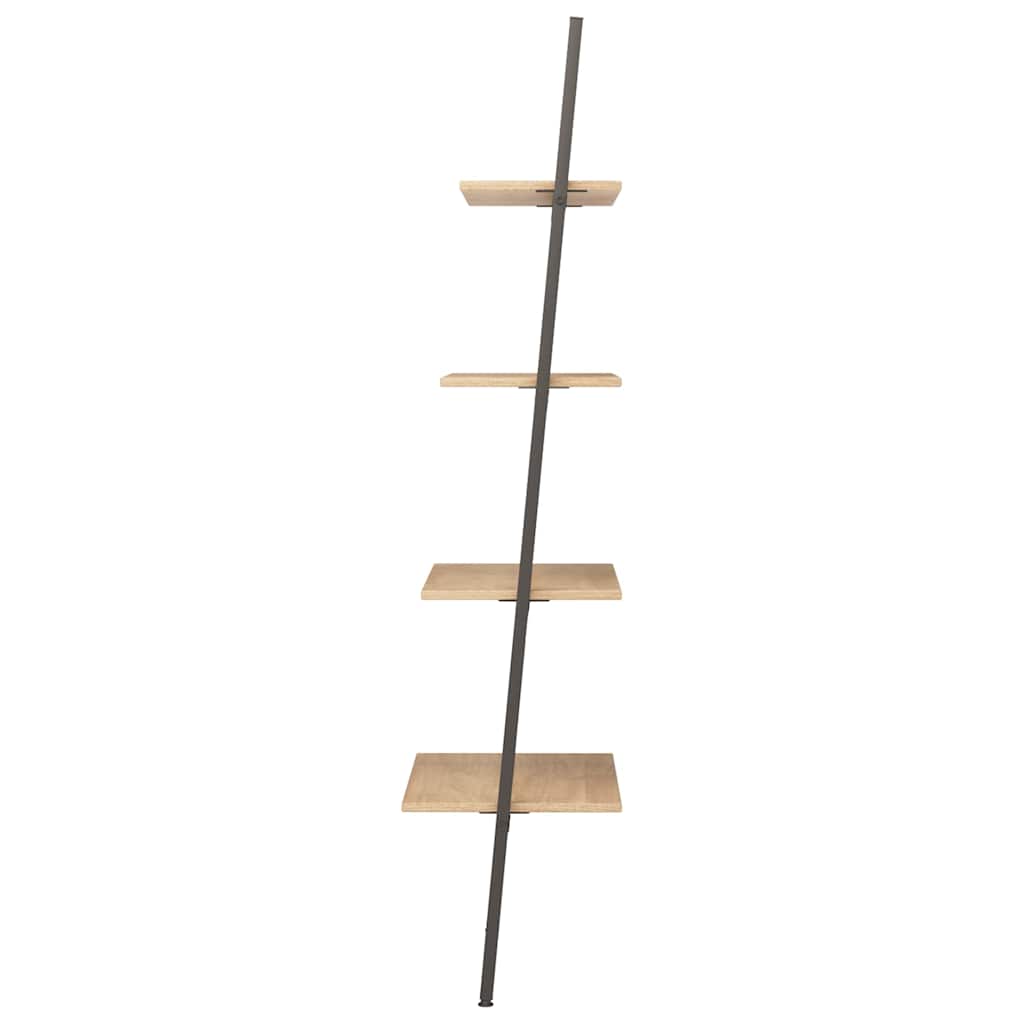 vidaXL Leaning Shelf | Light brown and black | Engineered wood and steel 4