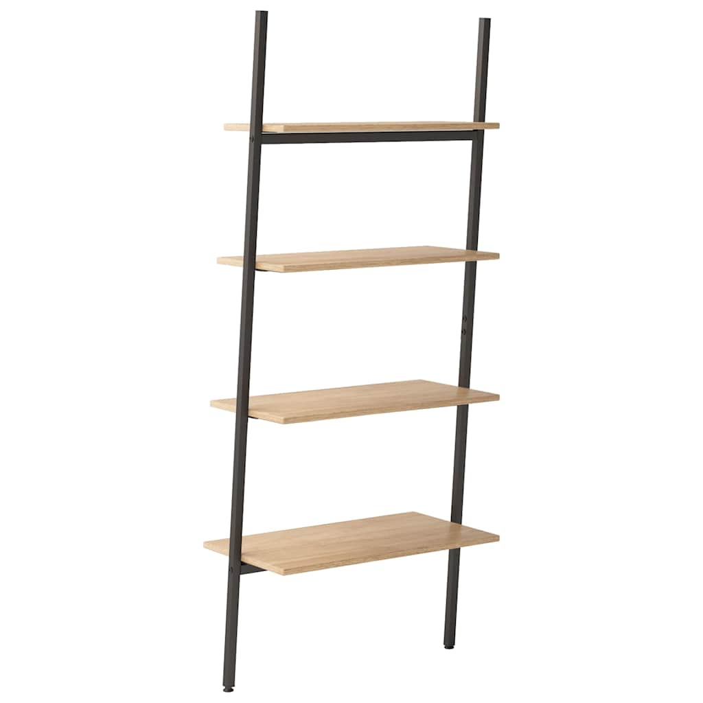 vidaXL Leaning Shelf | Light brown and black | Engineered wood and steel 5