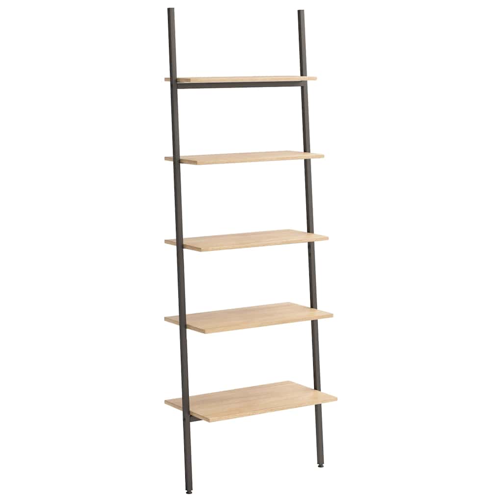 vidaXL Leaning Shelf | Light brown and black | Engineered wood and steel 2