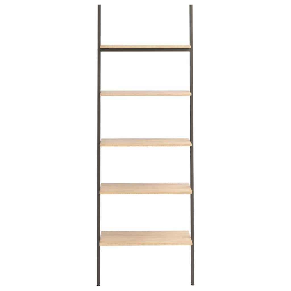 3-Tier Leaning Shelf and Black 64x34x116 cm Light brown 185.5 cm