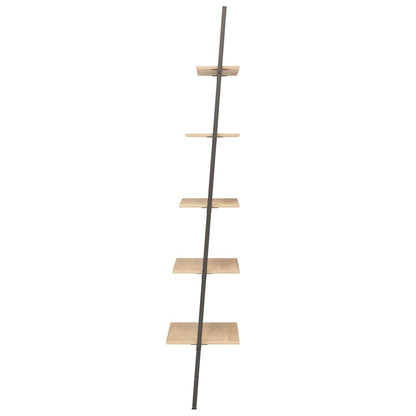 vidaXL Leaning Shelf | Light brown and black | Engineered wood and steel 4