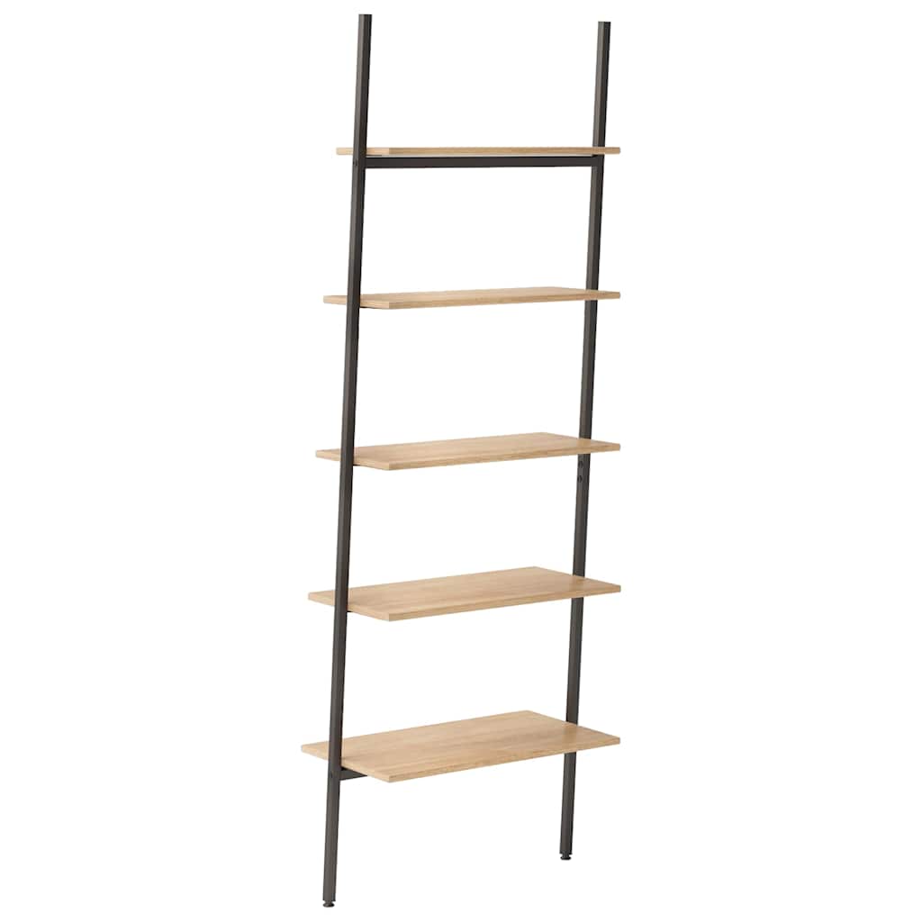 vidaXL Leaning Shelf | Light brown and black | Engineered wood and steel 5