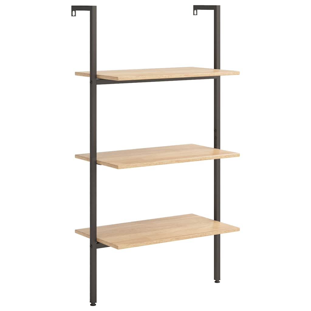 vidaXL 3-Tier Leaning Shelf Light Brown and Black 64x35x120,5 cm 2