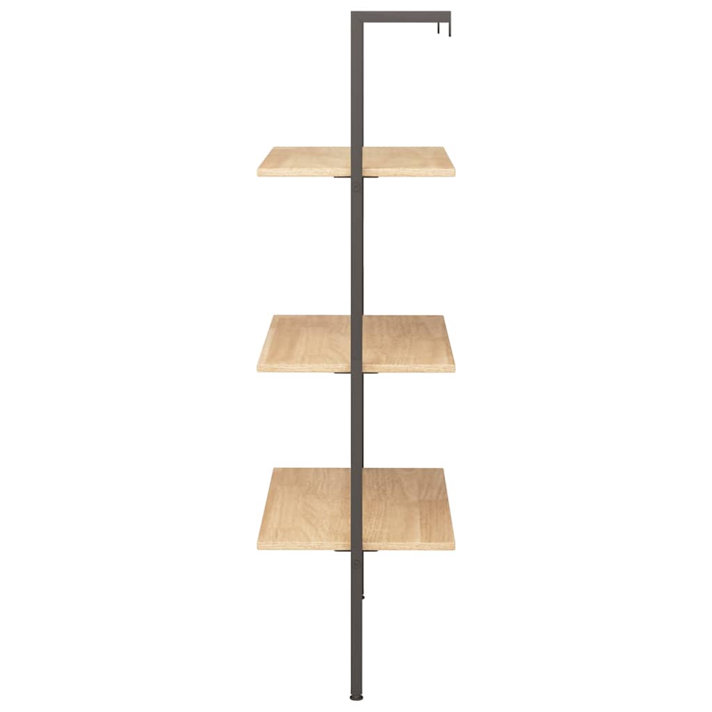 vidaXL 3-Tier Leaning Shelf Light Brown and Black 64x35x120,5 cm 5