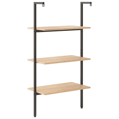 vidaXL 3-Tier Leaning Shelf Light Brown and Black 64x35x120,5 cm 4