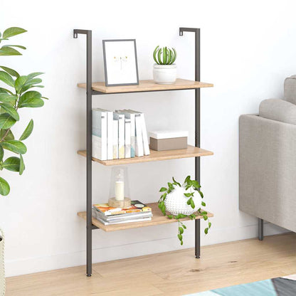 vidaXL 3-Tier Leaning Shelf Light Brown and Black 64x35x120,5 cm 1