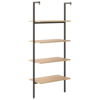 vidaXL Leaning Shelf | Light brown and black | Engineered wood, steel | Medium 5