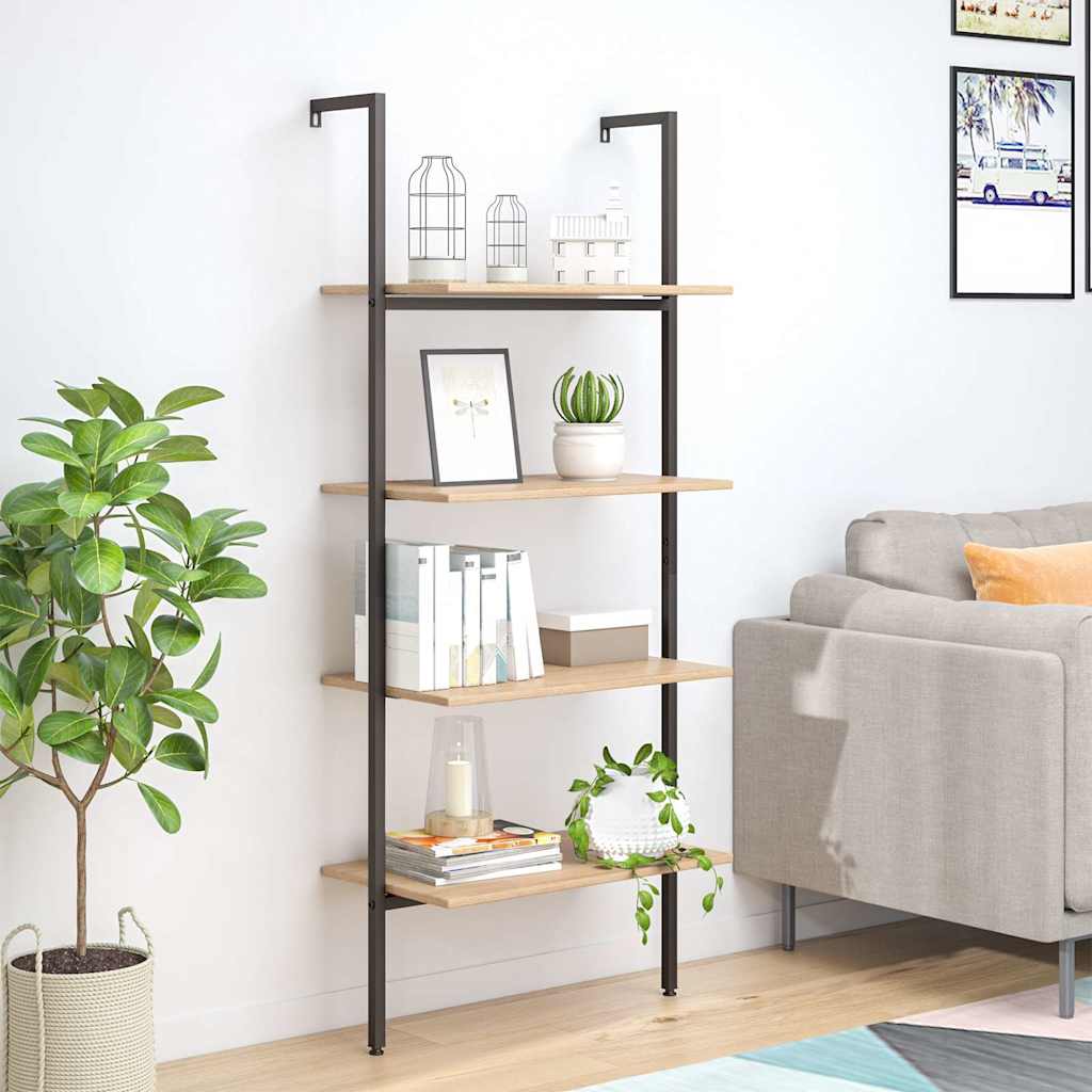 vidaXL Leaning Shelf | Light brown and black | Engineered wood, steel | Medium 1