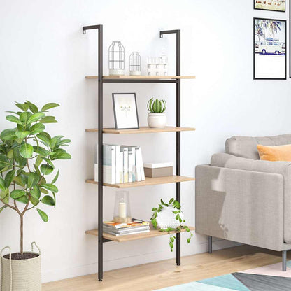 vidaXL Leaning Shelf | Light brown and black | Engineered wood, steel | Medium 1