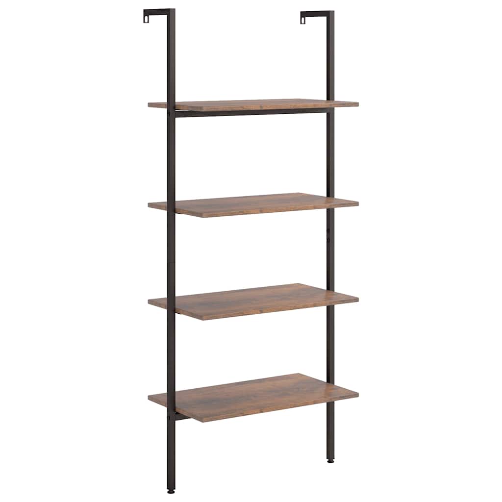 vidaXL 4-Tier Leaning Shelf Dark Brown and Black 64x35x152,5 cm 2