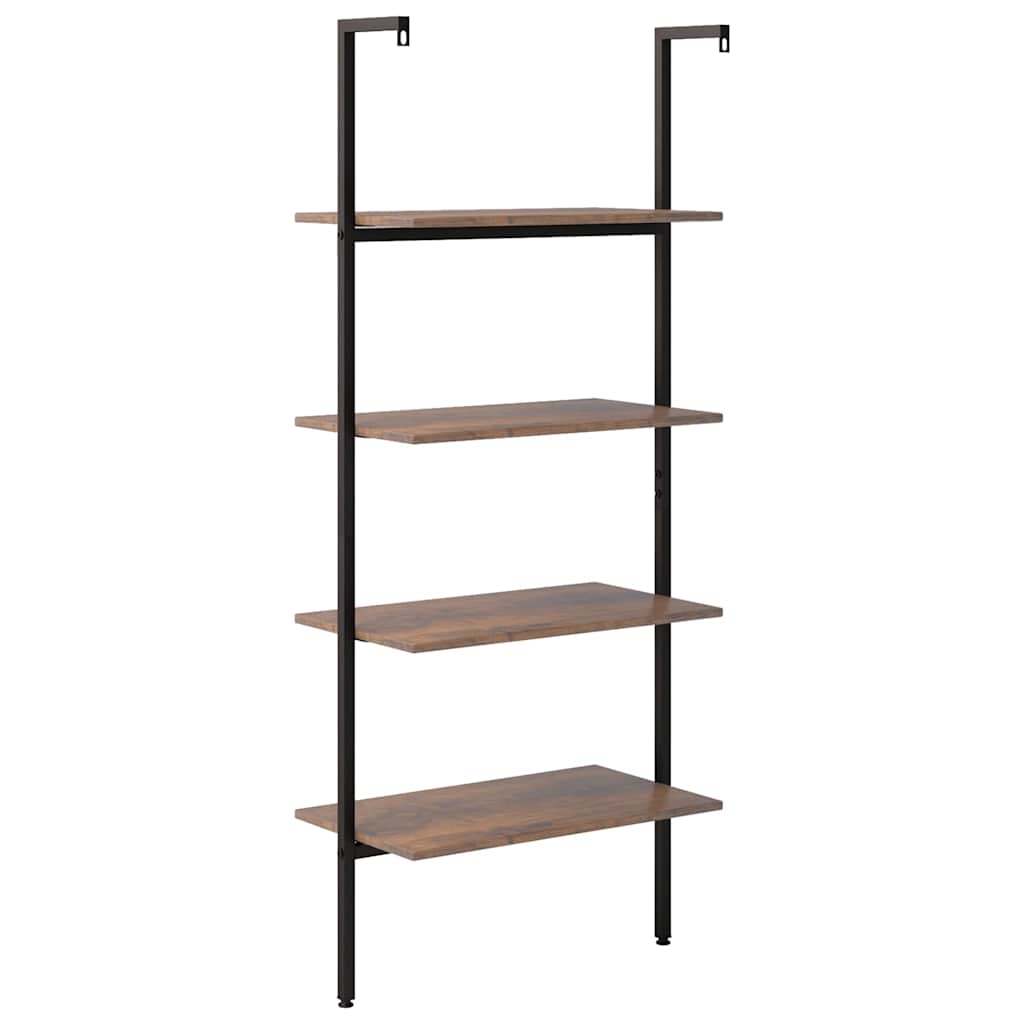 vidaXL 4-Tier Leaning Shelf Dark Brown and Black 64x35x152,5 cm 4