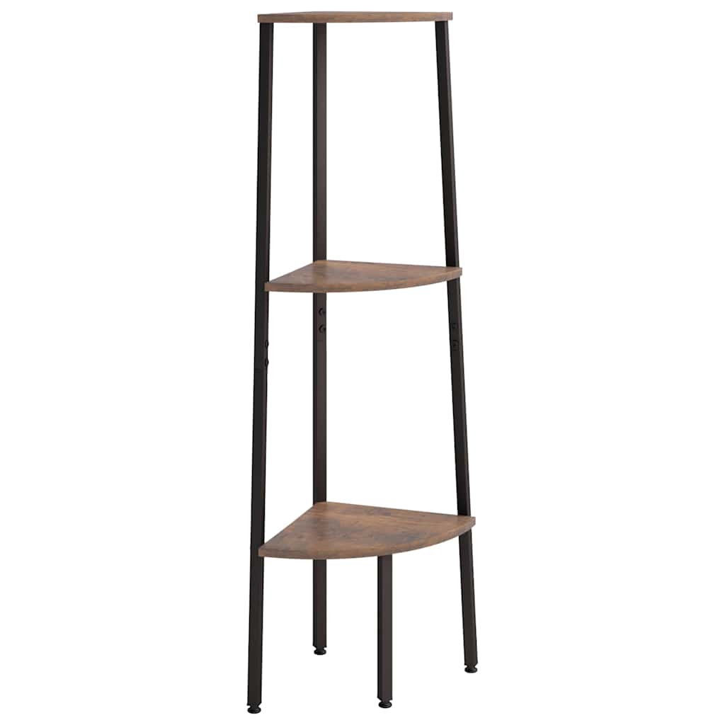 vidaXL Corner Shelf | Dark brown and black | Engineered wood, steel | Compact 2