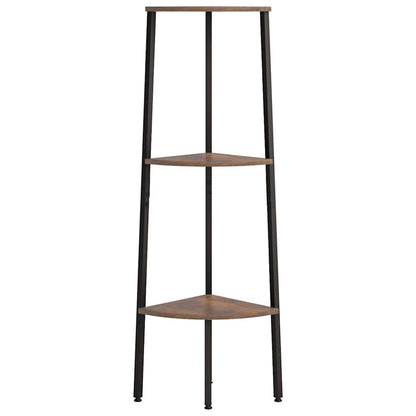 vidaXL Corner Shelf | Dark brown and black | Engineered wood, steel | Compact 3