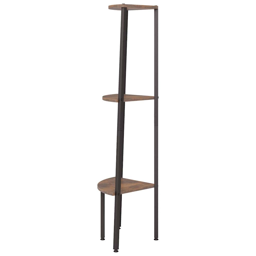 vidaXL Corner Shelf | Dark brown and black | Engineered wood, steel | Compact 4