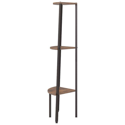 vidaXL Corner Shelf | Dark brown and black | Engineered wood, steel | Compact 4