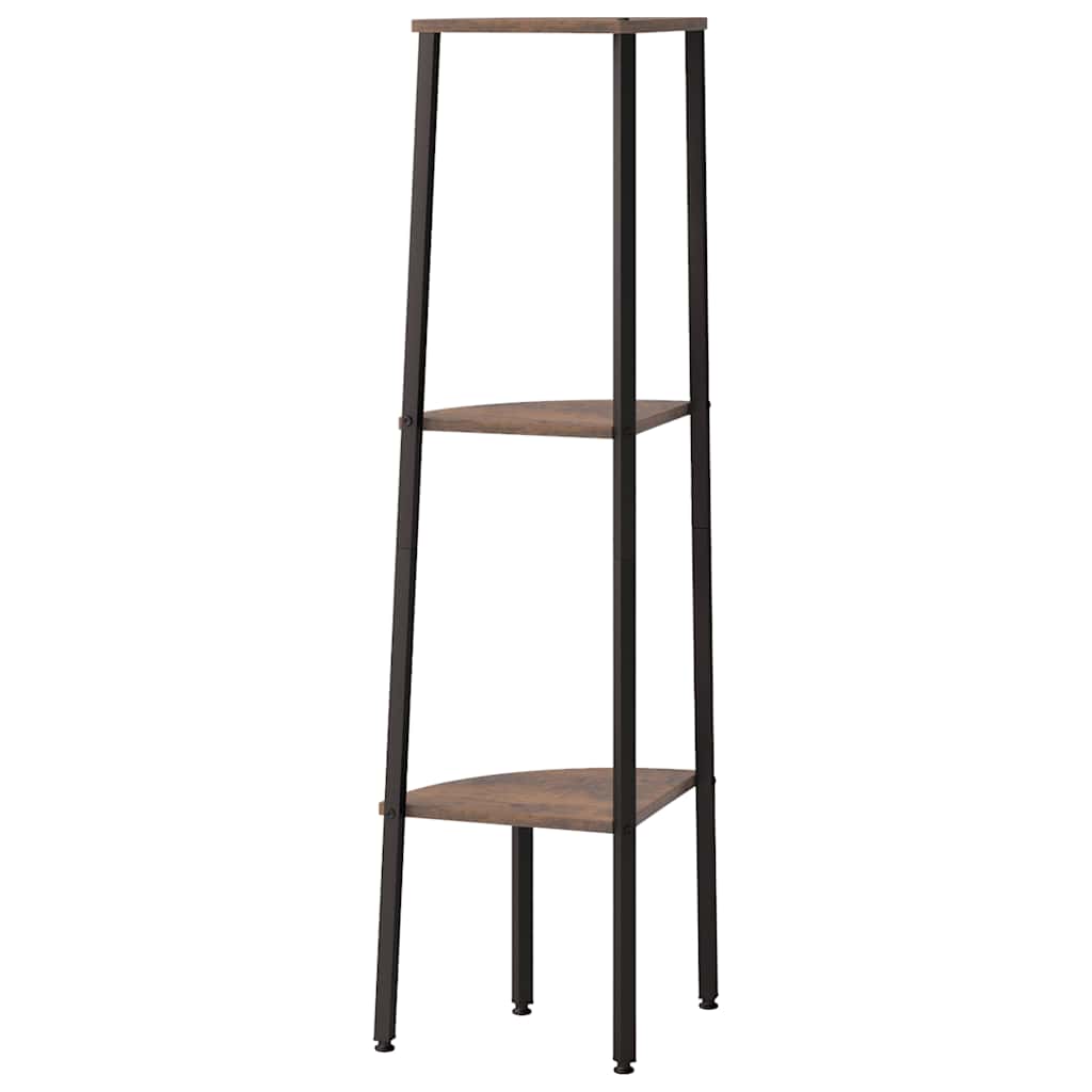vidaXL Corner Shelf | Dark brown and black | Engineered wood, steel | Compact 5