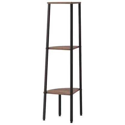 vidaXL Corner Shelf | Dark brown and black | Engineered wood, steel | Compact 5