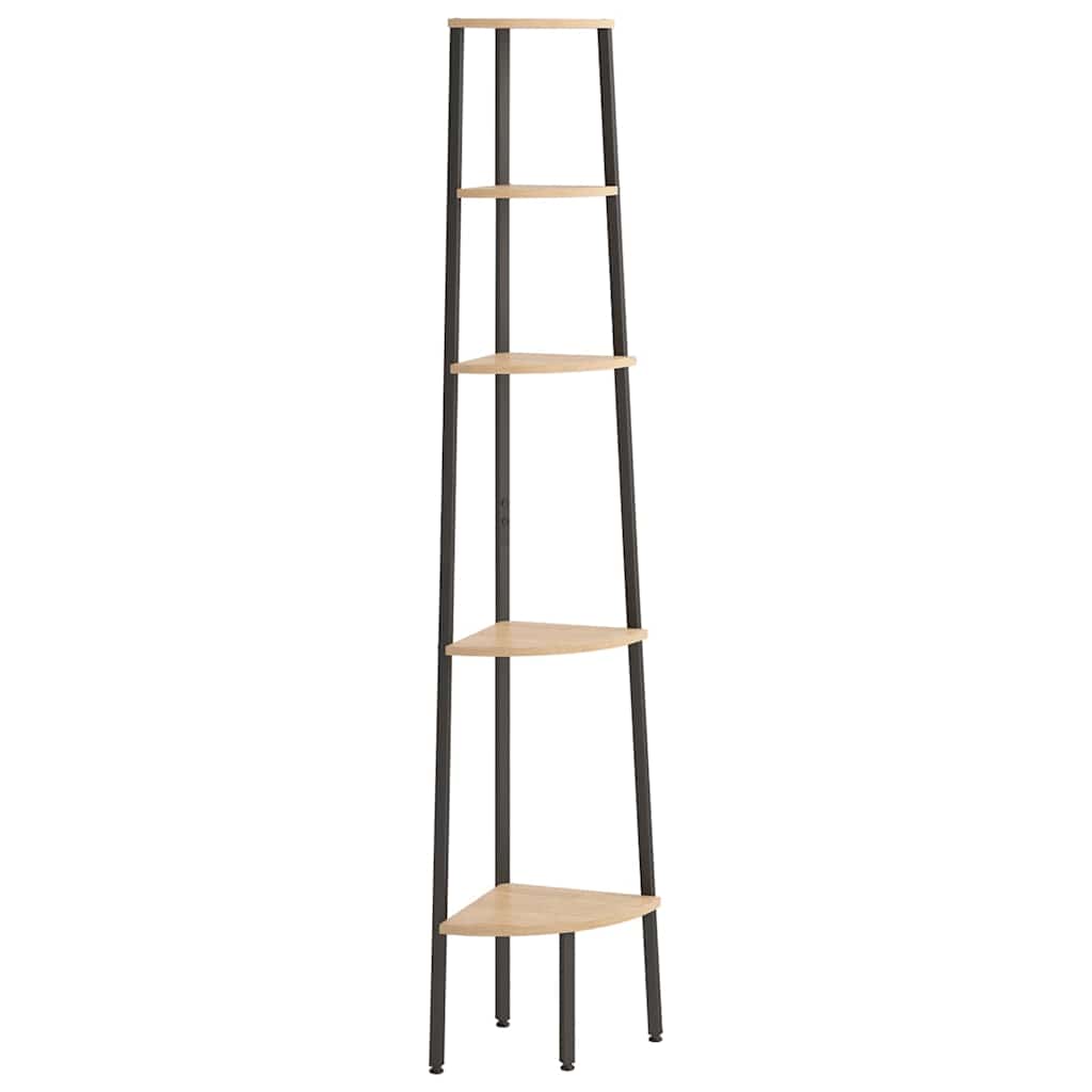 vidaXL Corner Shelf | Light brown and black | Engineered wood, steel | Medium 2
