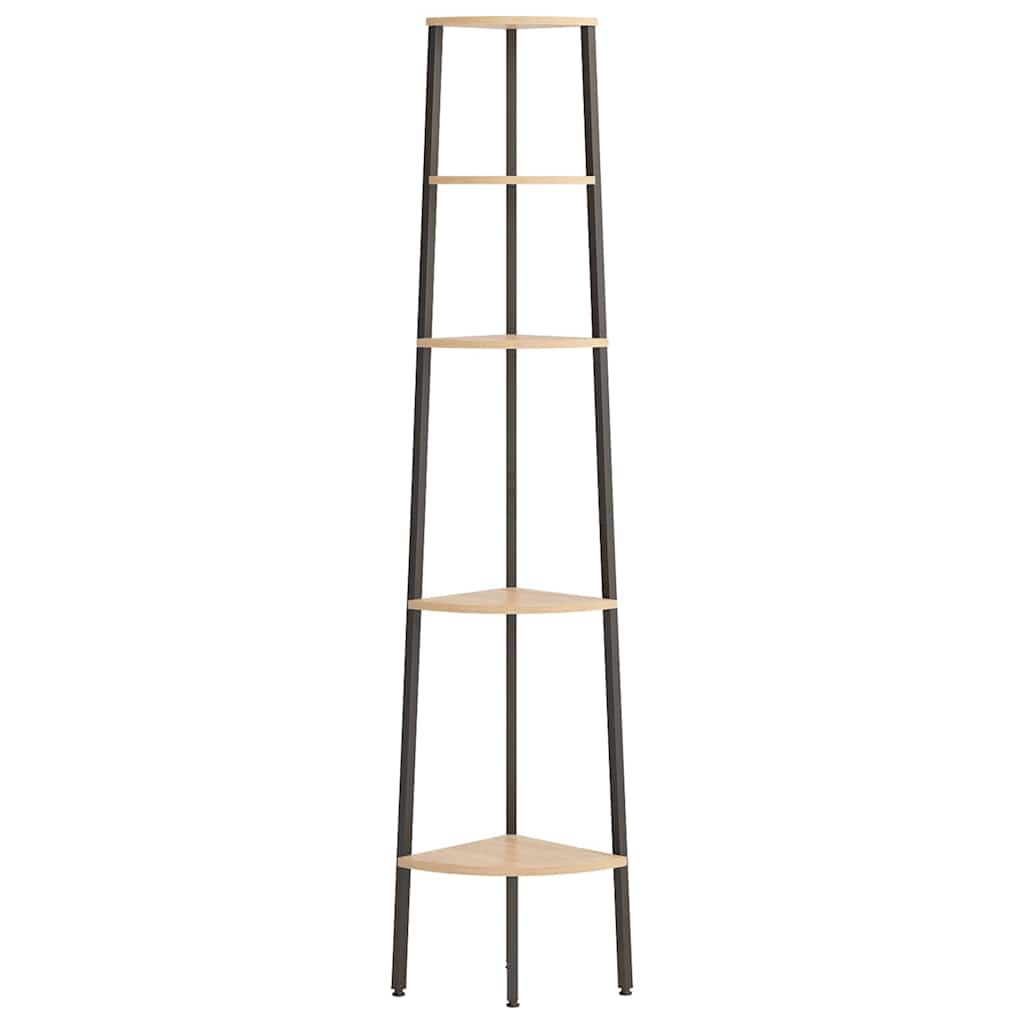 vidaXL Corner Shelf | Light brown and black | Engineered wood, steel | Medium 3