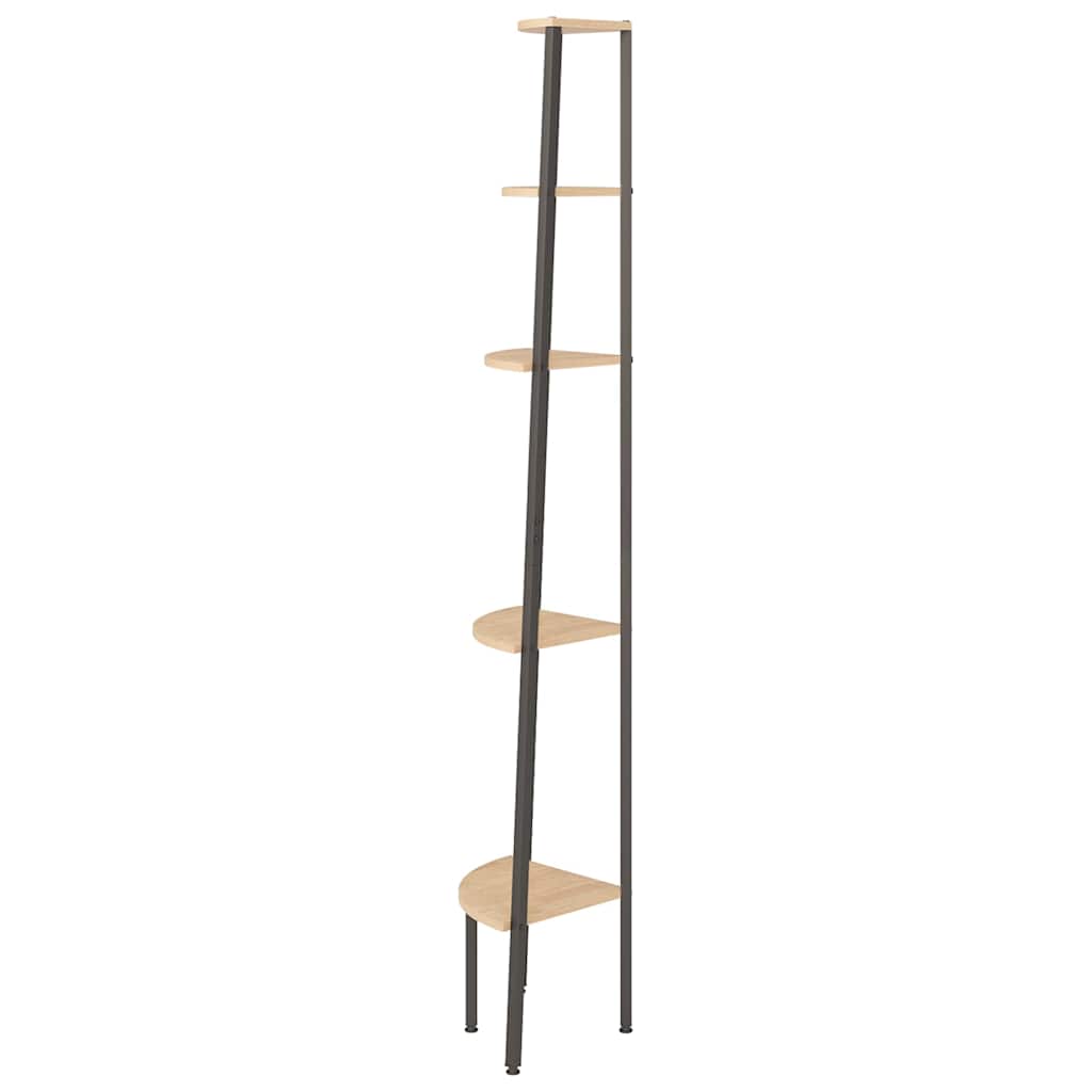 vidaXL Corner Shelf | Light brown and black | Engineered wood, steel | Medium 4