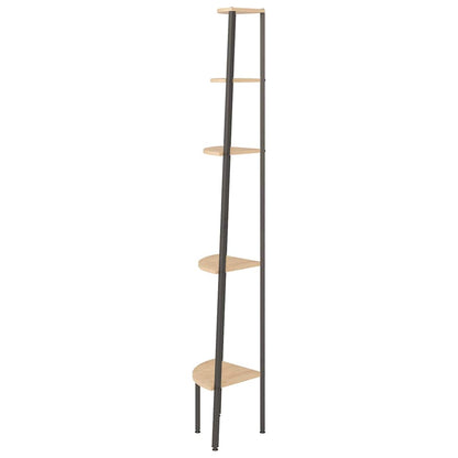 vidaXL Corner Shelf | Light brown and black | Engineered wood, steel | Medium 4