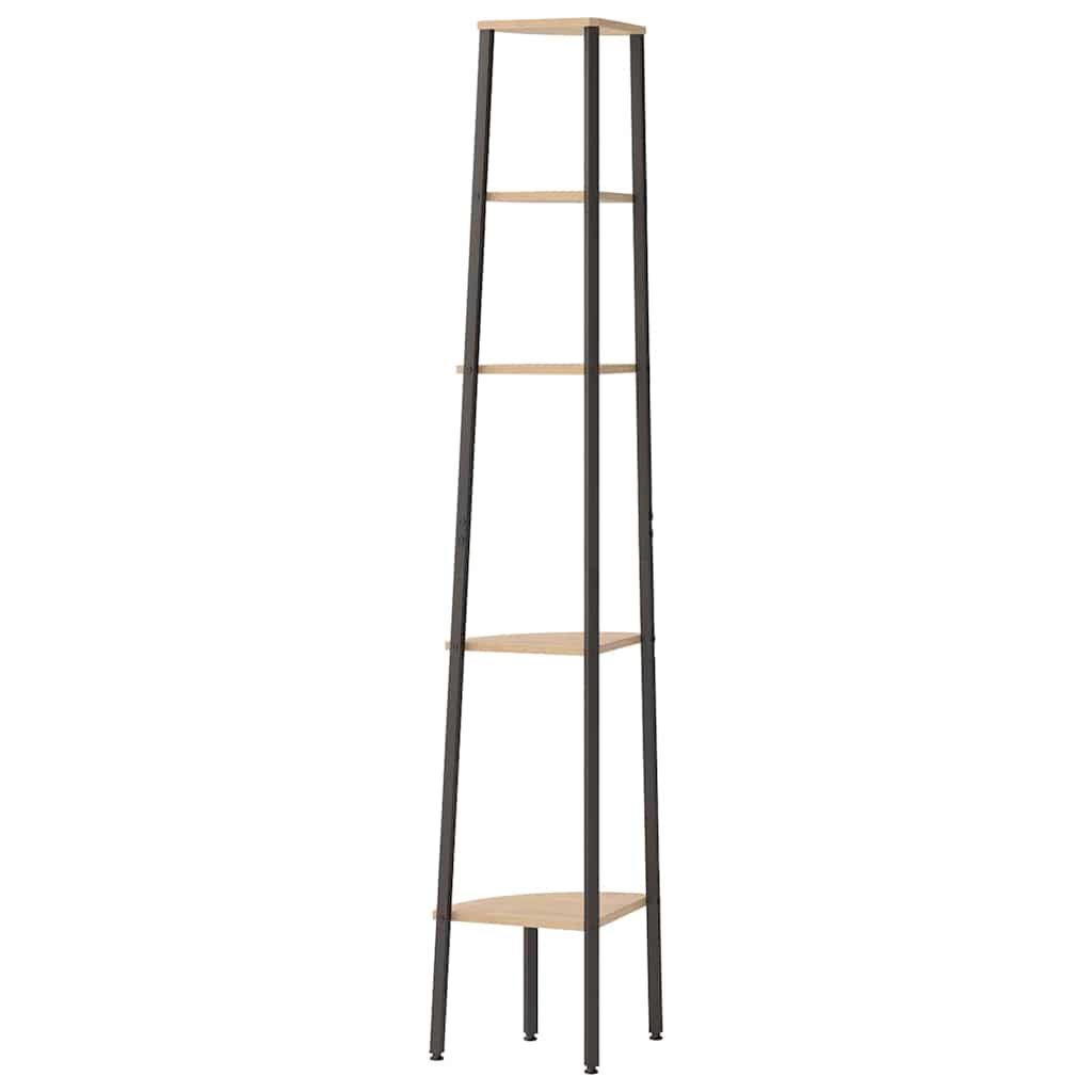 vidaXL Corner Shelf | Light brown and black | Engineered wood, steel | Medium 5