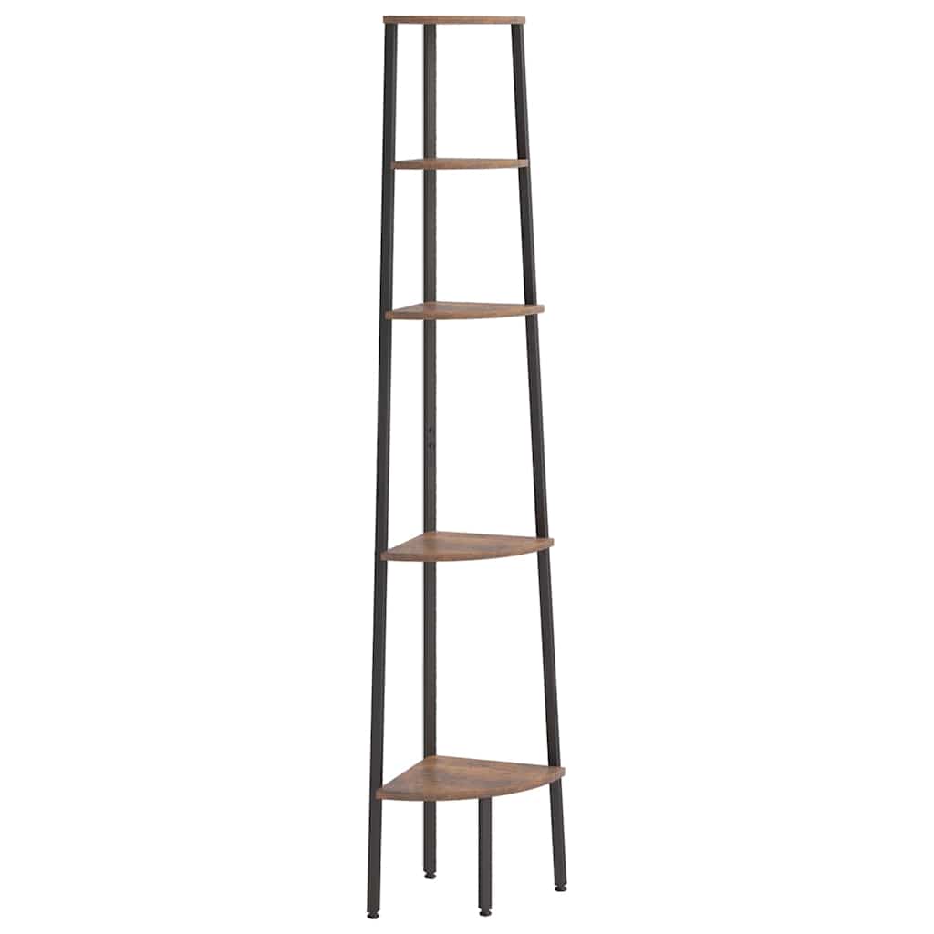 vidaXL Corner Shelf | Dark Brown and Black | Engineered wood and steel | Large 2