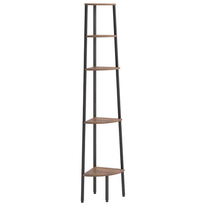 vidaXL Corner Shelf | Dark Brown and Black | Engineered wood and steel | Large 2