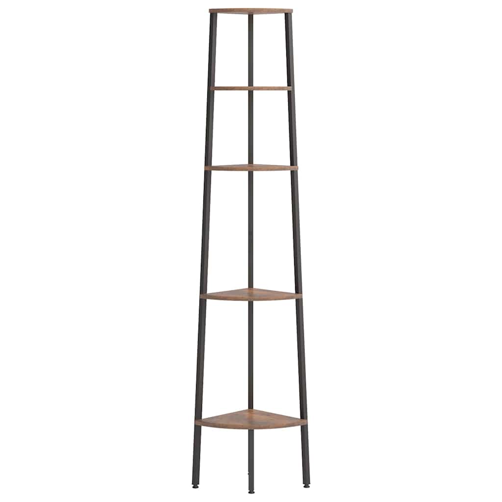 vidaXL Corner Shelf | Dark Brown and Black | Engineered wood and steel | Large 3