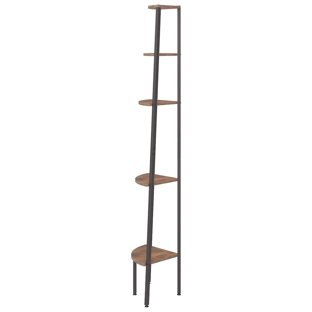 vidaXL Corner Shelf | Dark Brown and Black | Engineered wood and steel | Large 4