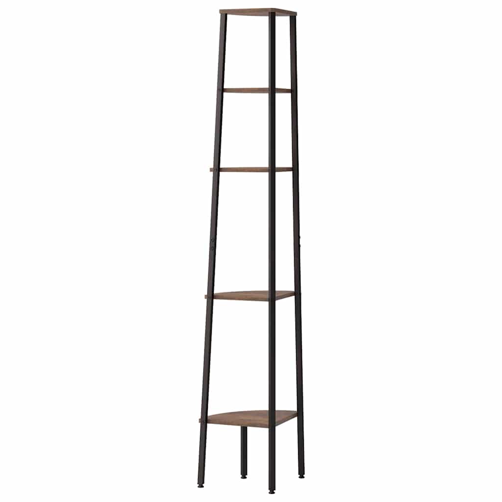 vidaXL Corner Shelf | Dark Brown and Black | Engineered wood and steel | Large 5