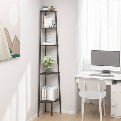 vidaXL Corner Shelf | Black | Engineered wood, steel 1