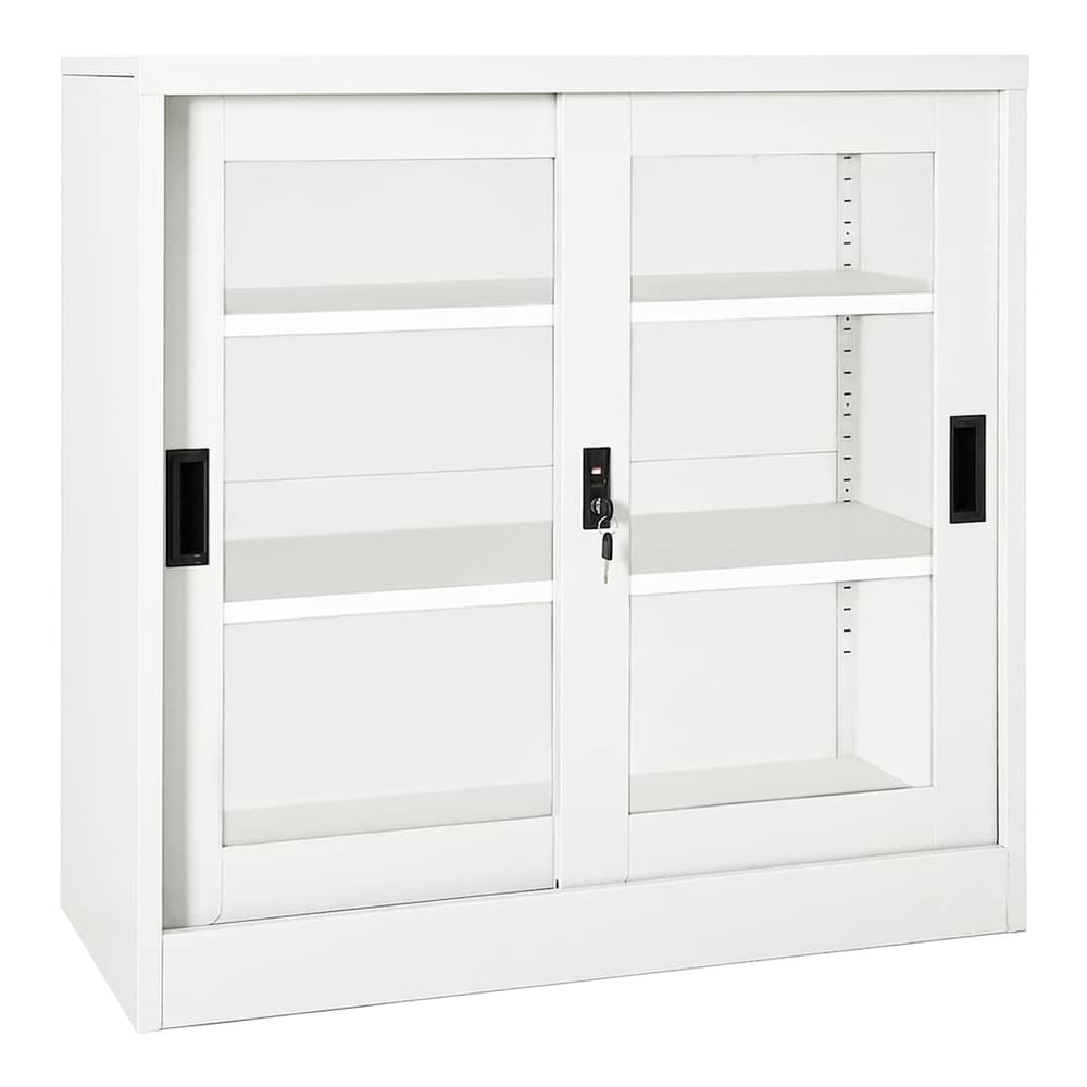 Sliding Door Cabinet 90x40x90 cm Steel White