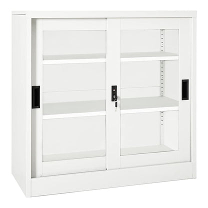 Sliding Door Cabinet 90x40x90 cm Steel White