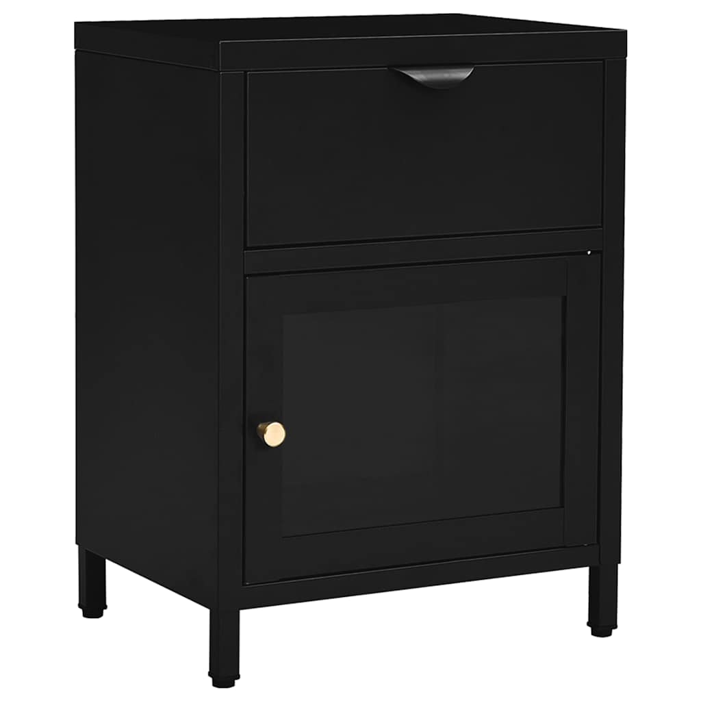 vidaXL Nightstand | Black | Steel | Compact | Bedside Table | Rectangular 2