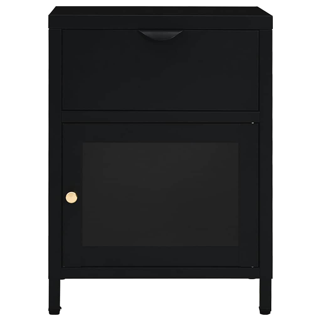 vidaXL Nightstand | Black | Steel | Compact | Bedside Table | Rectangular 3