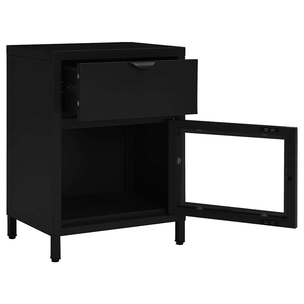 vidaXL Nightstand | Black | Steel | Compact | Bedside Table | Rectangular 6