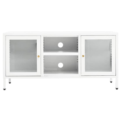 vidaXL TV Cabinet White 105x35x52 cm Steel and Glass 3