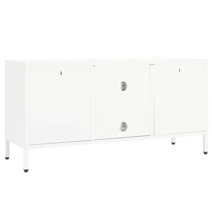 vidaXL TV Cabinet White 105x35x52 cm Steel and Glass 5
