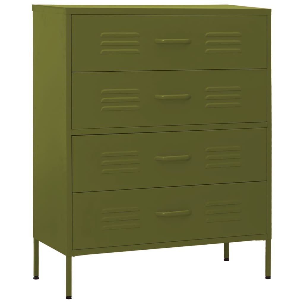 vidaXL Chest of Drawers Olive Green 80x35x101.5 cm Steel 2
