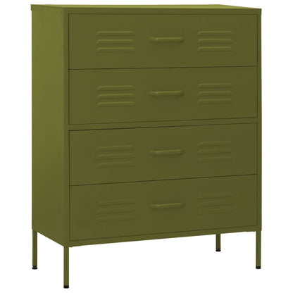 vidaXL Chest of Drawers Olive Green 80x35x101.5 cm Steel 2