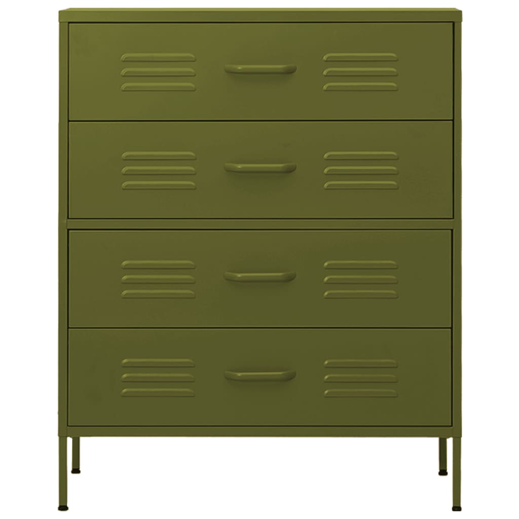 vidaXL Chest of Drawers Olive Green 80x35x101.5 cm Steel 3