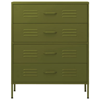 vidaXL Chest of Drawers Olive Green 80x35x101.5 cm Steel 3