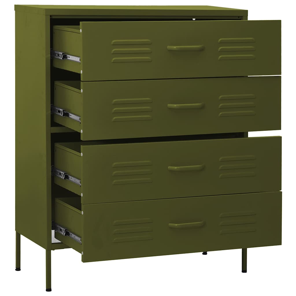 vidaXL Chest of Drawers Olive Green 80x35x101.5 cm Steel 6